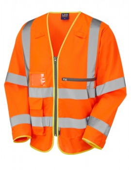 Leo Heddon superior sleeved waistcoat with tablet pocket orange High Visibility